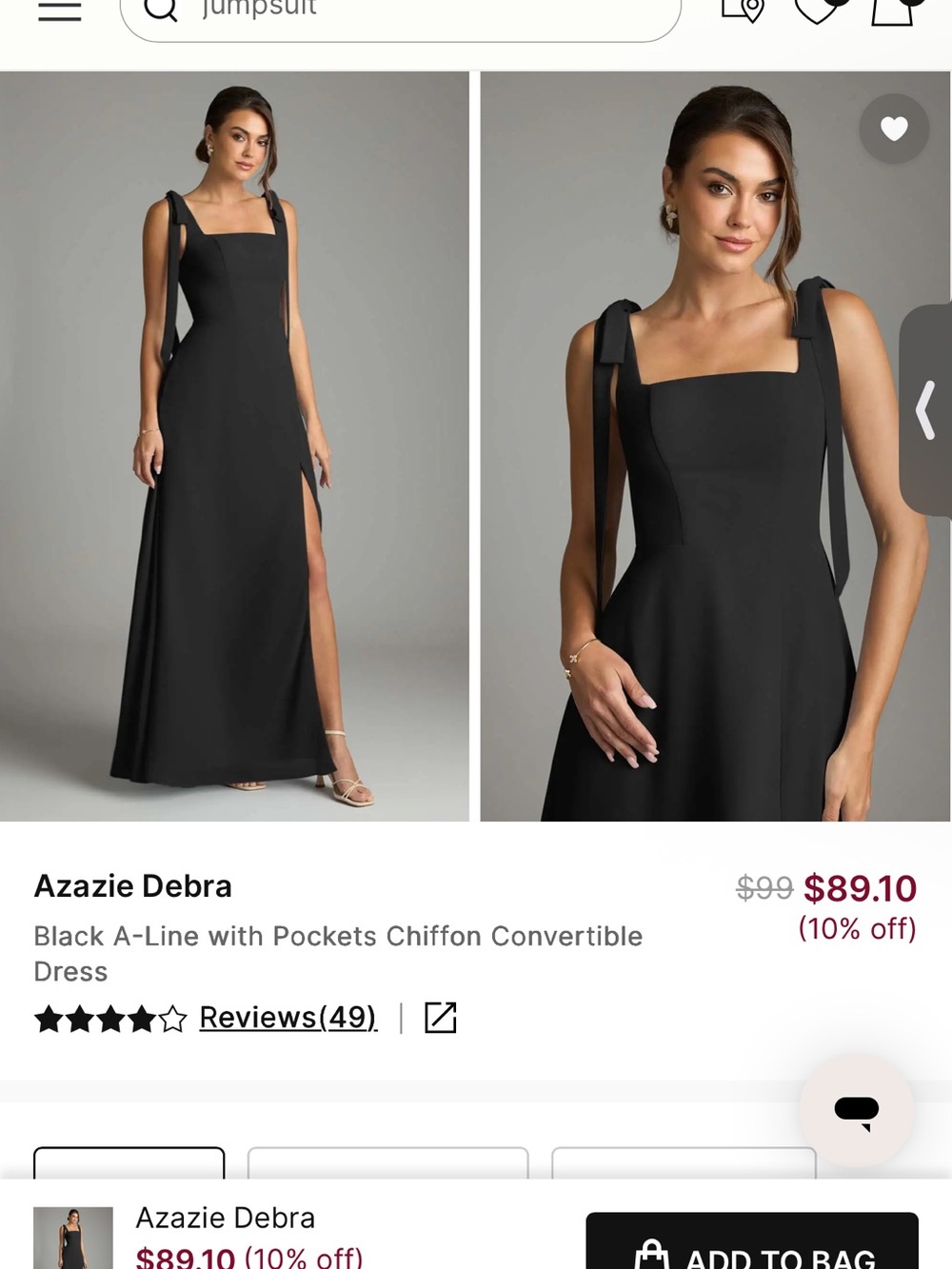 Azazie Black Square-Neck Maxi Dress